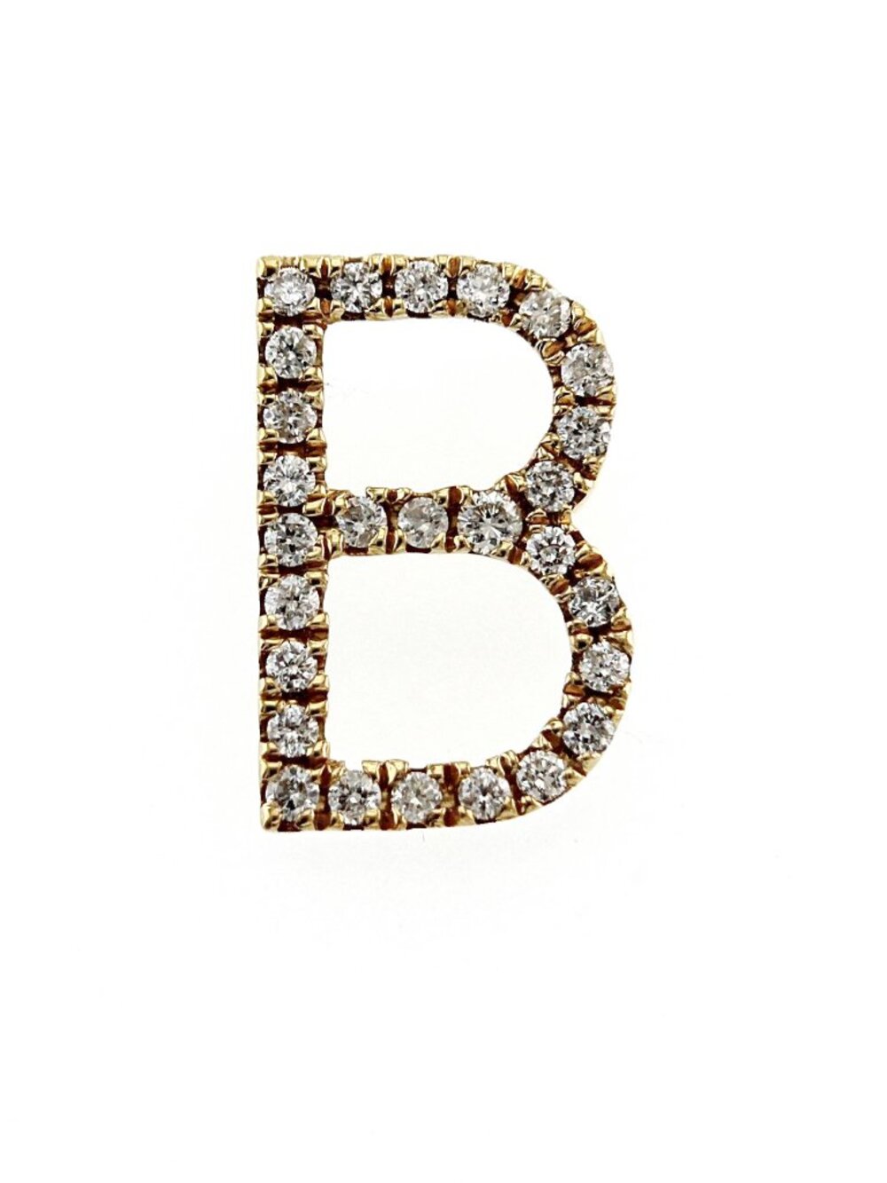 18K Yellow Gold Diamond Initial "B" Letter Pendant Charm